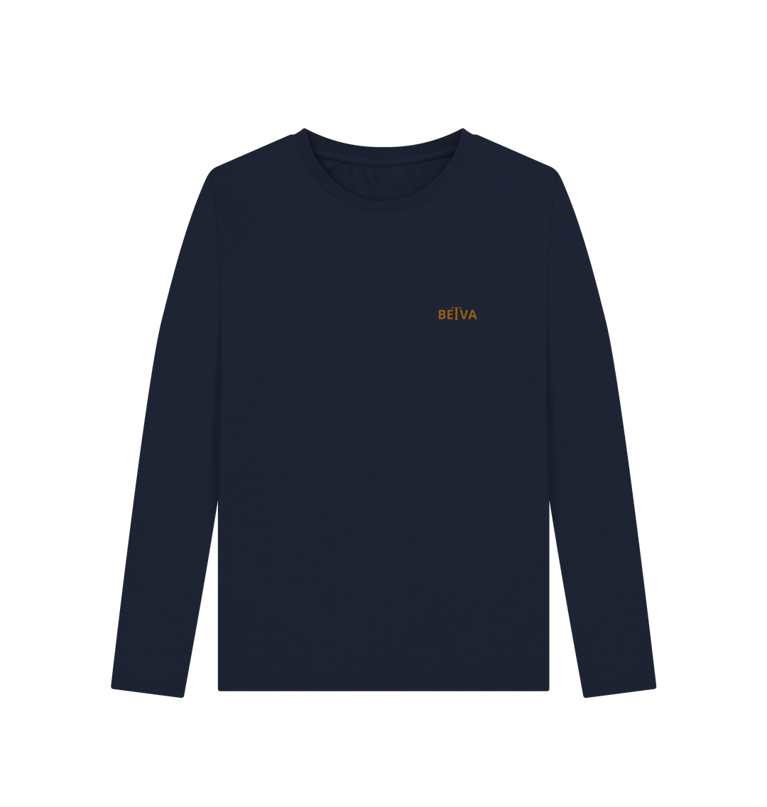 Navy Blue Printed Long Sleeve T Shirt
