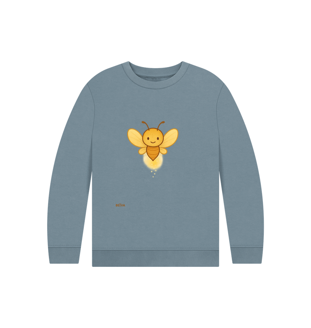 Stone Blue Printed Kids Jumper