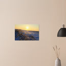 Frosted grass blades glowing in low golden sunlight during a cold morning in Prekmurje, Slovenia — BETVA fine art nature poster