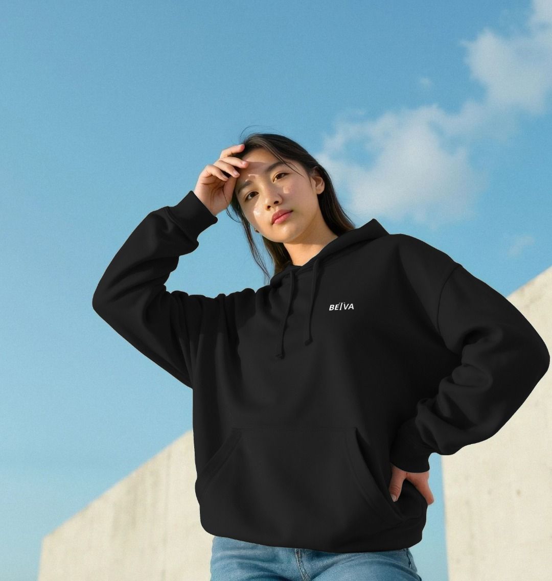 Women's Hoodie - BETVA Gentle Embrace White Logo Organic Cotton