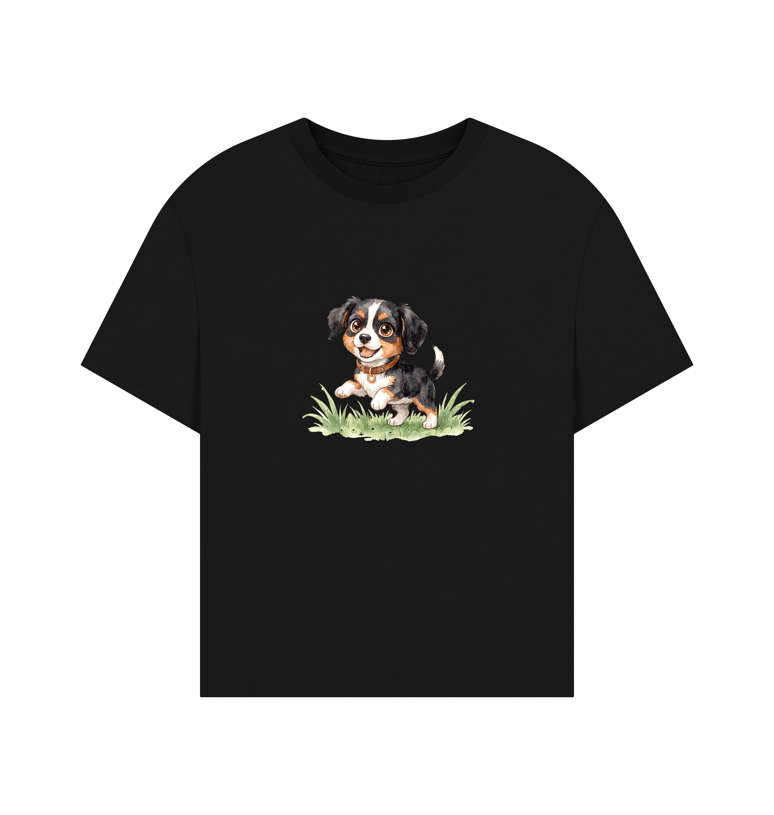 Black Printed T-shirt Front