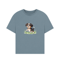 Stone Blue Printed T-shirt Front
