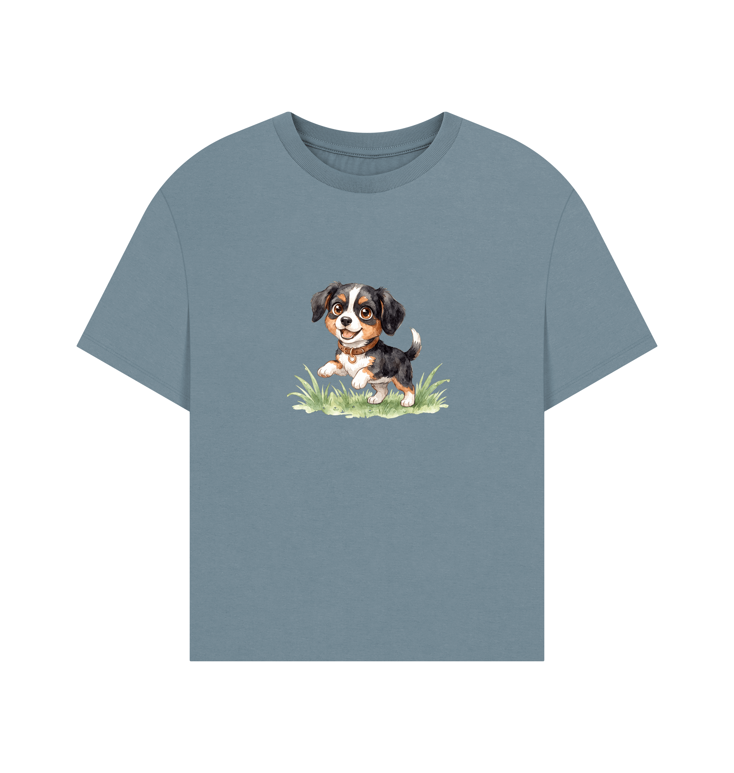 Stone Blue Printed T-shirt Front