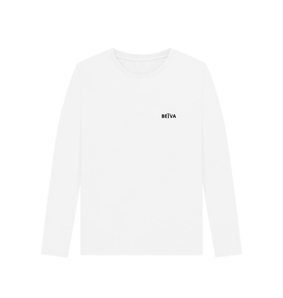 White Printed Long Sleeve T Shirt Front