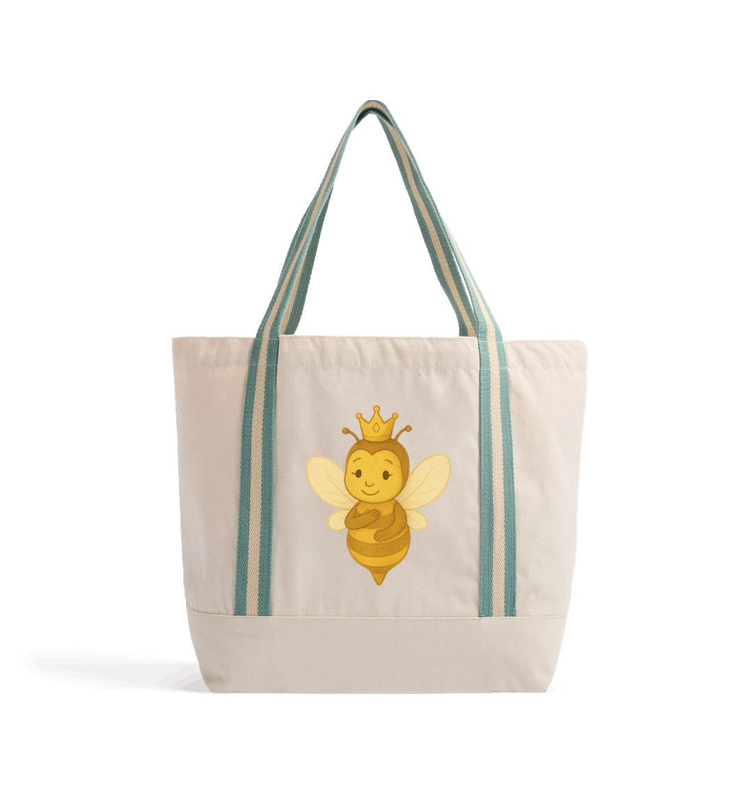 Organic Cotton Beach Bag 'QUEEN' - BETVA Inner Power Minimalist Tote
