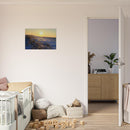 Frosted grass blades glowing in low golden sunlight during a cold morning in Prekmurje, Slovenia — BETVA fine art nature poster