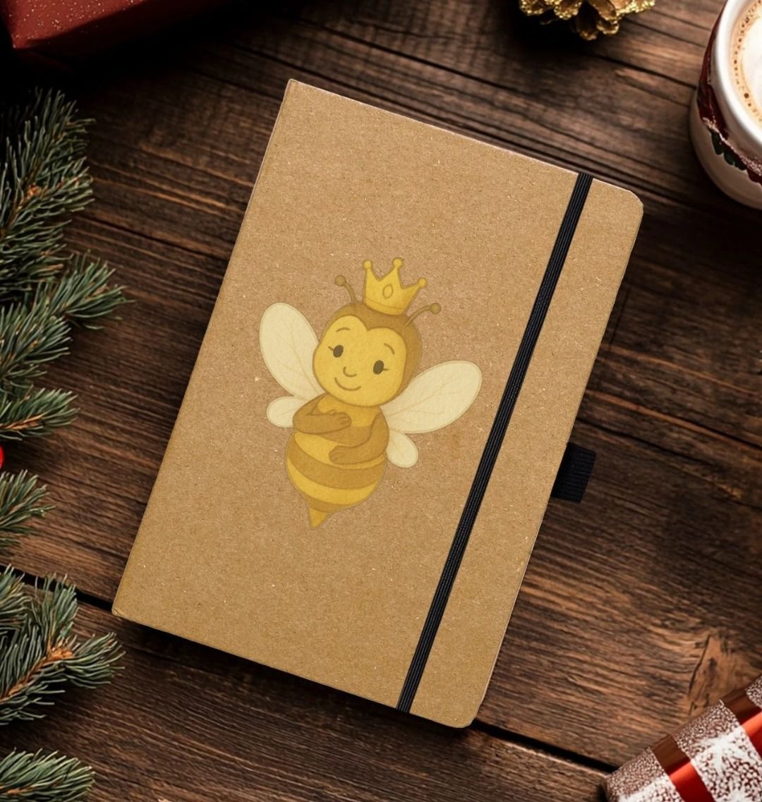 Recycled Kraft Notebook - BETVA QUEEN™ Bee Sovereign Journal A5