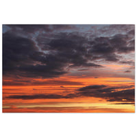 The Prekmurje horizon glowing with quiet amber and orange light at the end of day under a soft fading sky — BETVA fine art nature poster