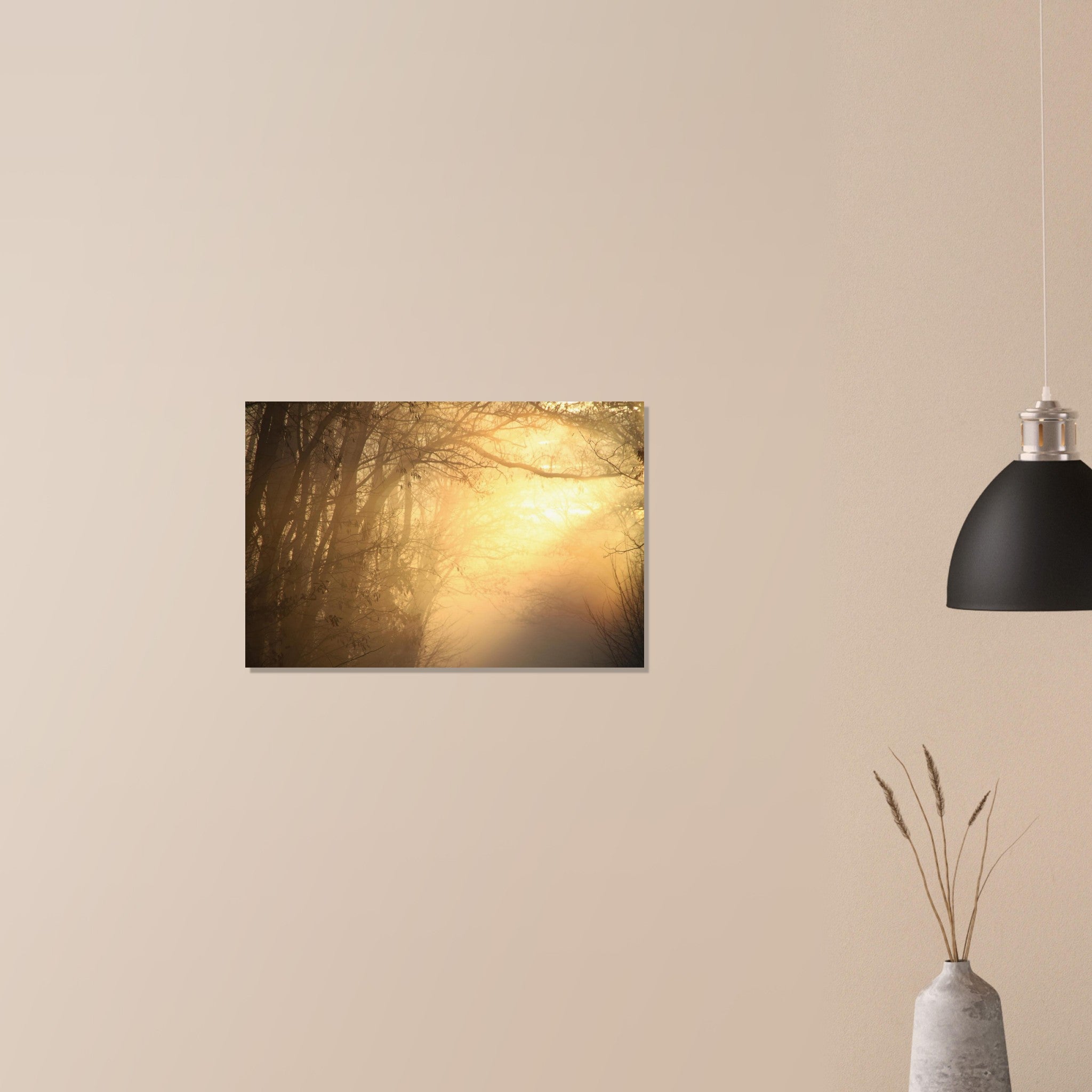 Morning fog parting to reveal warm golden sunlight over a Prekmurje landscape, Slovenia — BETVA fine art nature poster