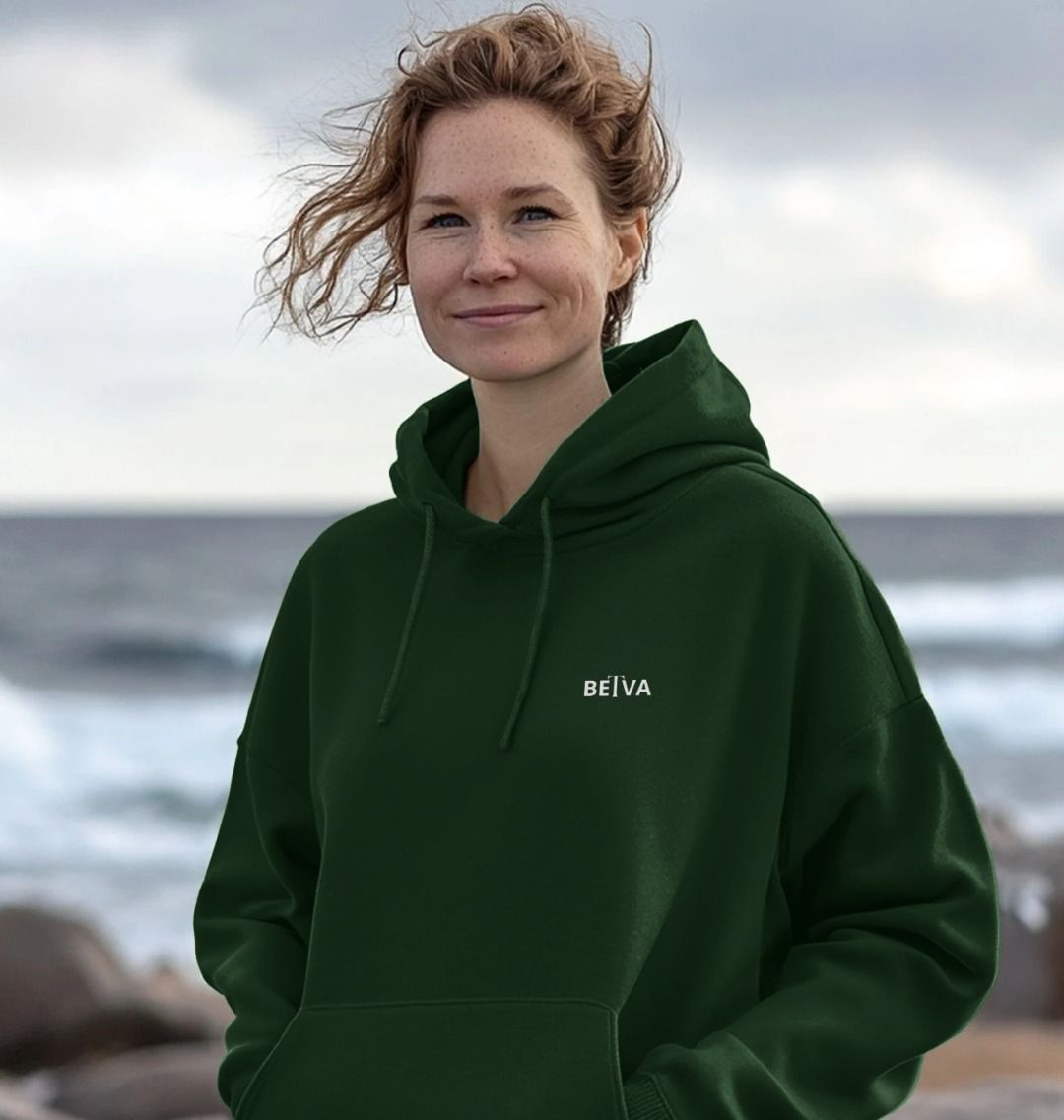 Women's Hoodie - BETVA Gentle Embrace White Logo Organic Cotton
