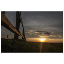 Traditional wooden fence line stretching into dusk light across a Prekmurje field — BETVA fine art nature poster