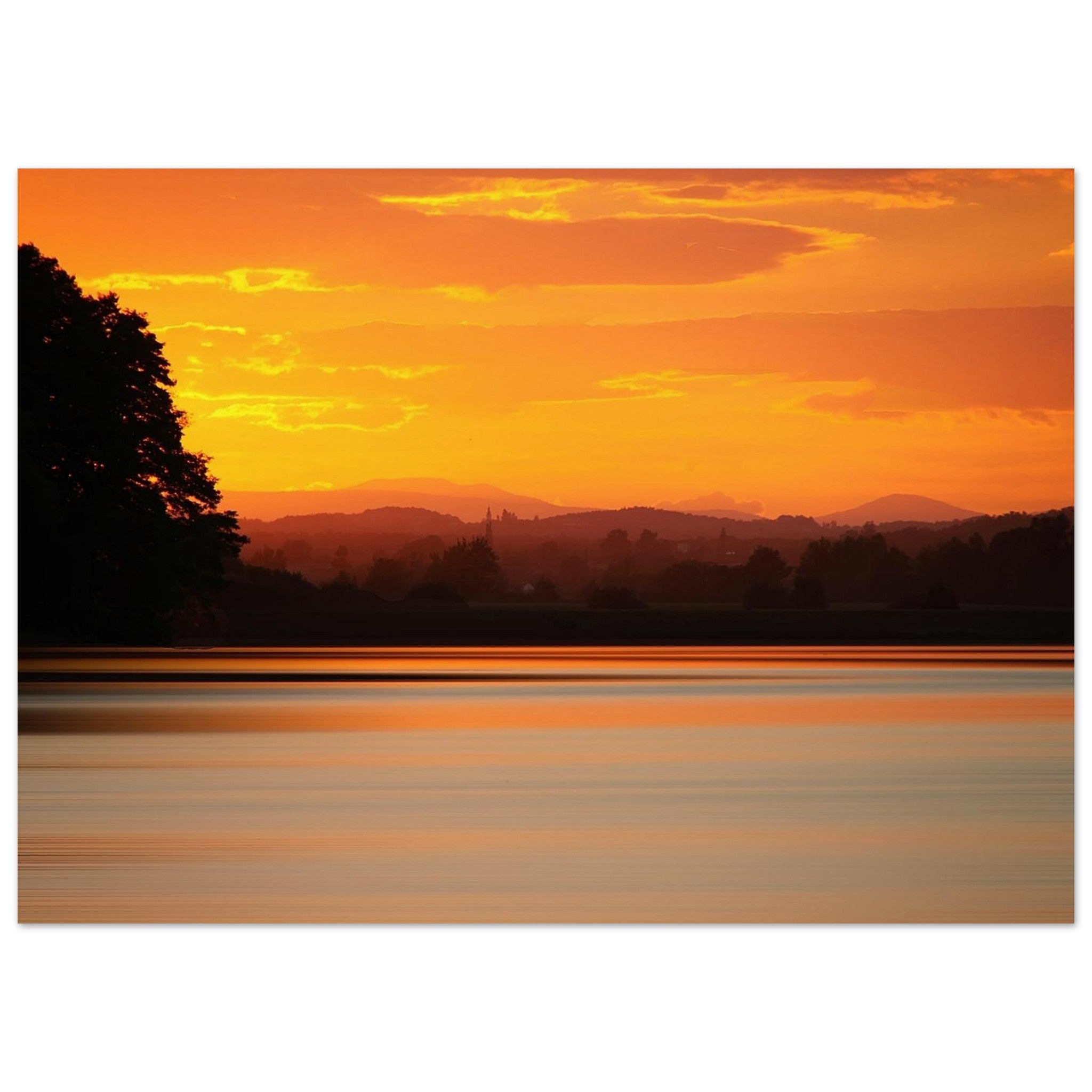 Amber Lake, Distant Hills — Nature Fine Art Poster | BETVA Wall Art