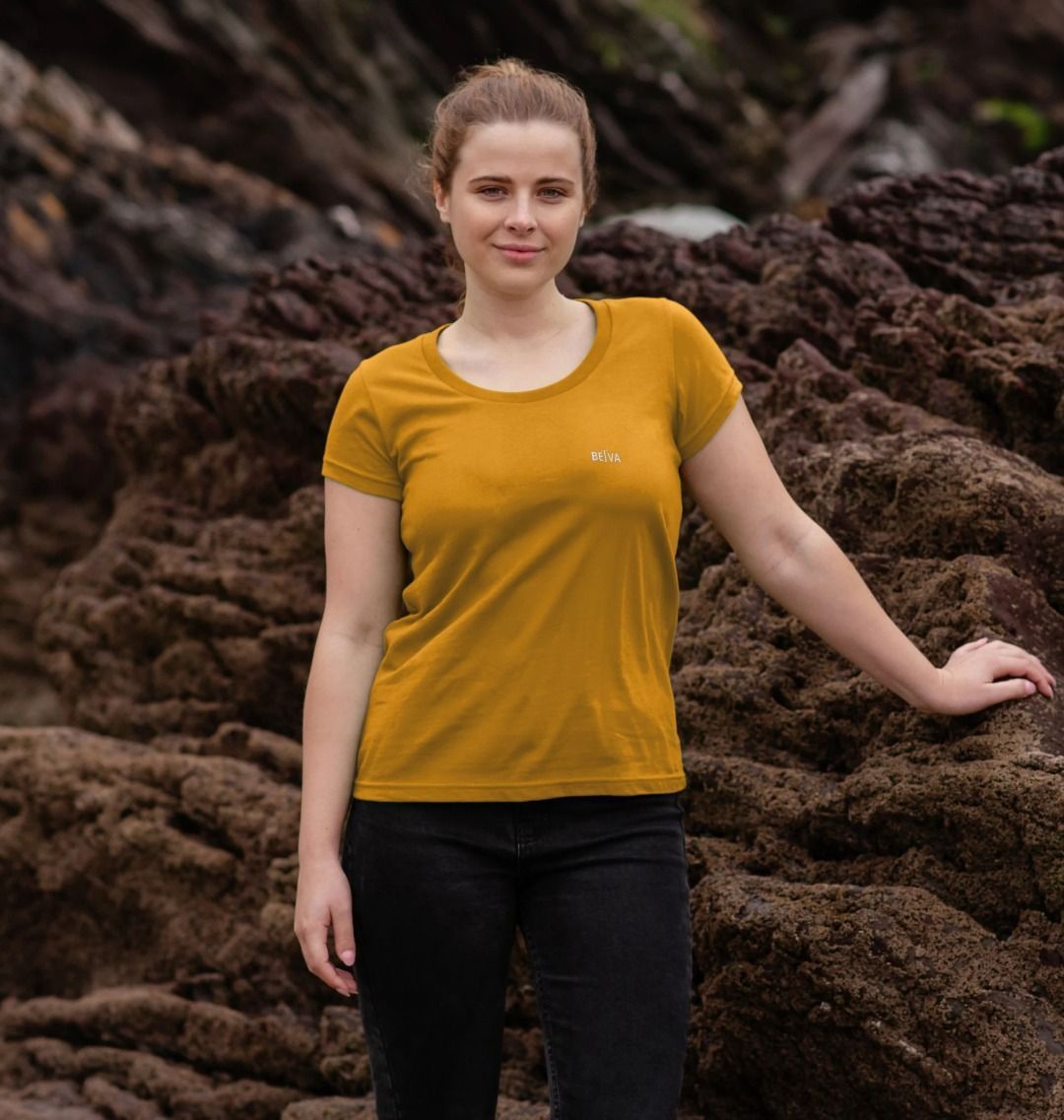 Women's Scoop Neck Tee - BETVA Soft Radiance White Logo Cotton