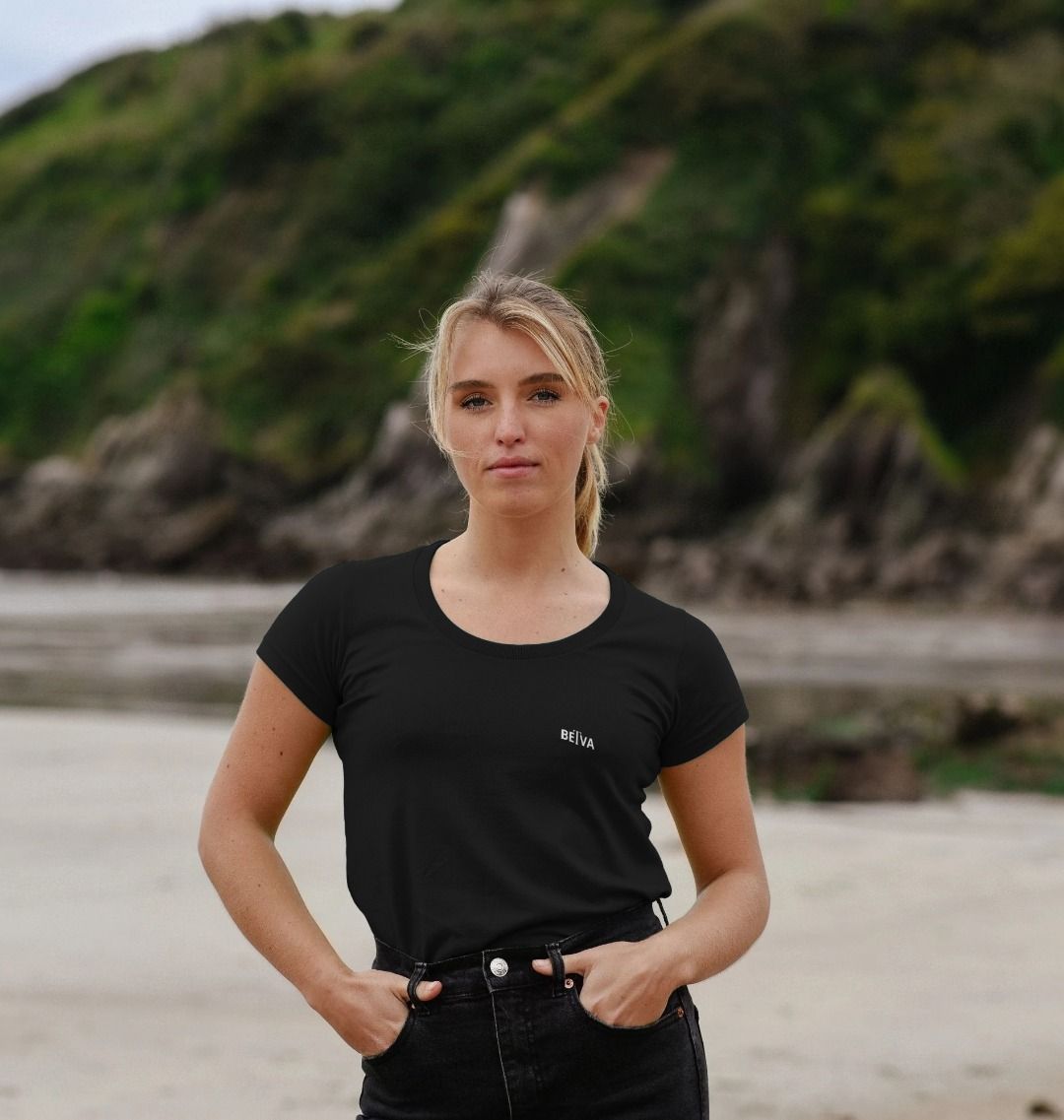Women's Scoop Neck Tee - BETVA Soft Radiance White Logo Cotton