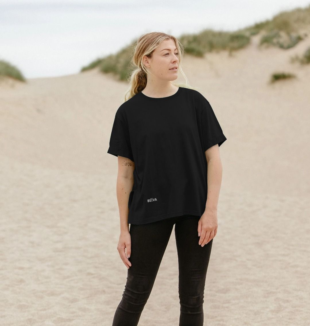 Women's Relax Fit Tee - BETVA Serene Flow White Logo Cotton